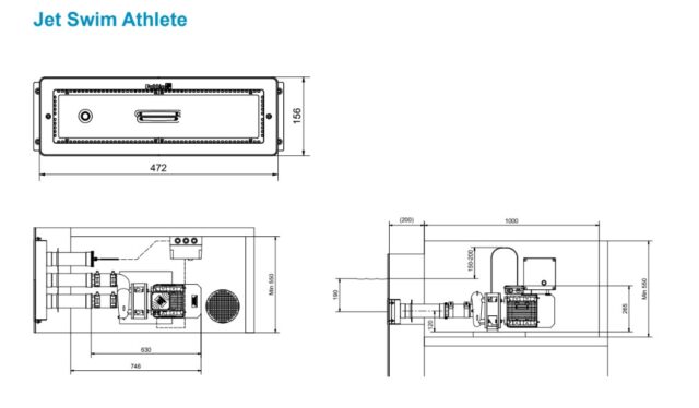 Vastavirtalaitteen mittakuva.