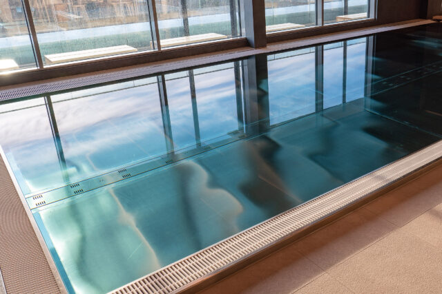 Steel pool in hotel environment