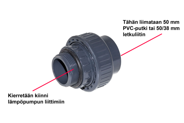 Ohjekuva ilmalämpöpumpun liittämiseksi altaan putkistoon.